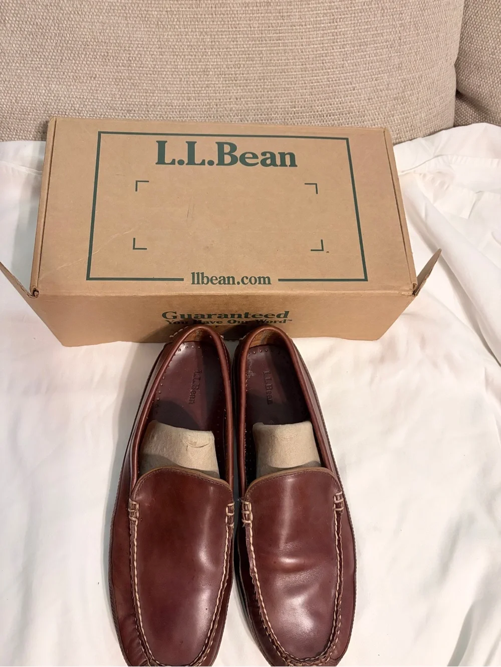 L.L. Bean Men’s Chestnut Brown Leather Slip-On Loafers